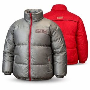 Vtg 90's Ecko Unltd. Function Reversible Red Silver Puffer Jacket Men's XL Down